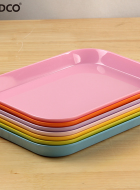 密胺小托盘长方形塑料彩色儿童零食盘可爱幼儿园水果盘家用点心盘