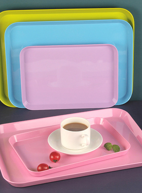 托盘家用放茶杯长方形简约茶盘果盘欧式蛋糕托盘塑料水杯密胺盘子