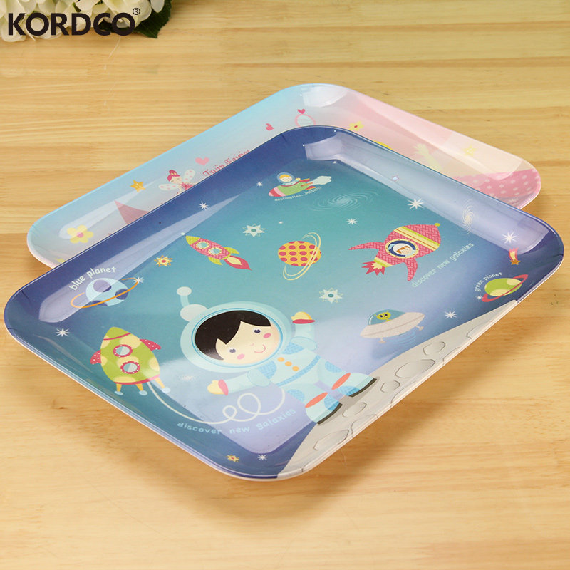卡通托盘长方形可爱家用儿童餐盘大塑料欧式水果托盘餐托学生托盘