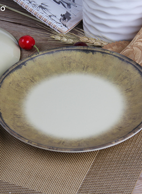 圆形盘子仿竹器火锅配菜盘饭店摆台盘炒菜盘中式剁椒鱼头盘子家用