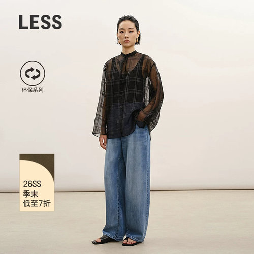 LESS直筒复古水洗牛仔裤