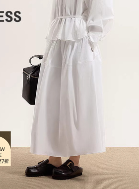 【商场同款】LESS2025年秋新款休闲松紧腰中长款半身裙2P8D1448K