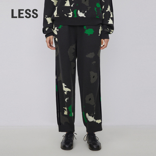 LESS秋冬印花设计感绵羊毛休闲宽松直筒长裤 2NAE12230