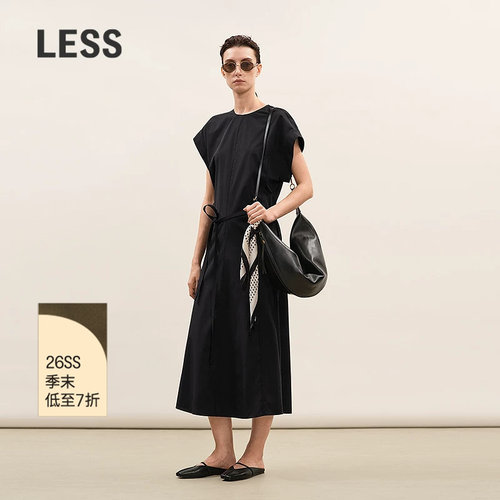 LESS全棉短袖收腰连衣裙
