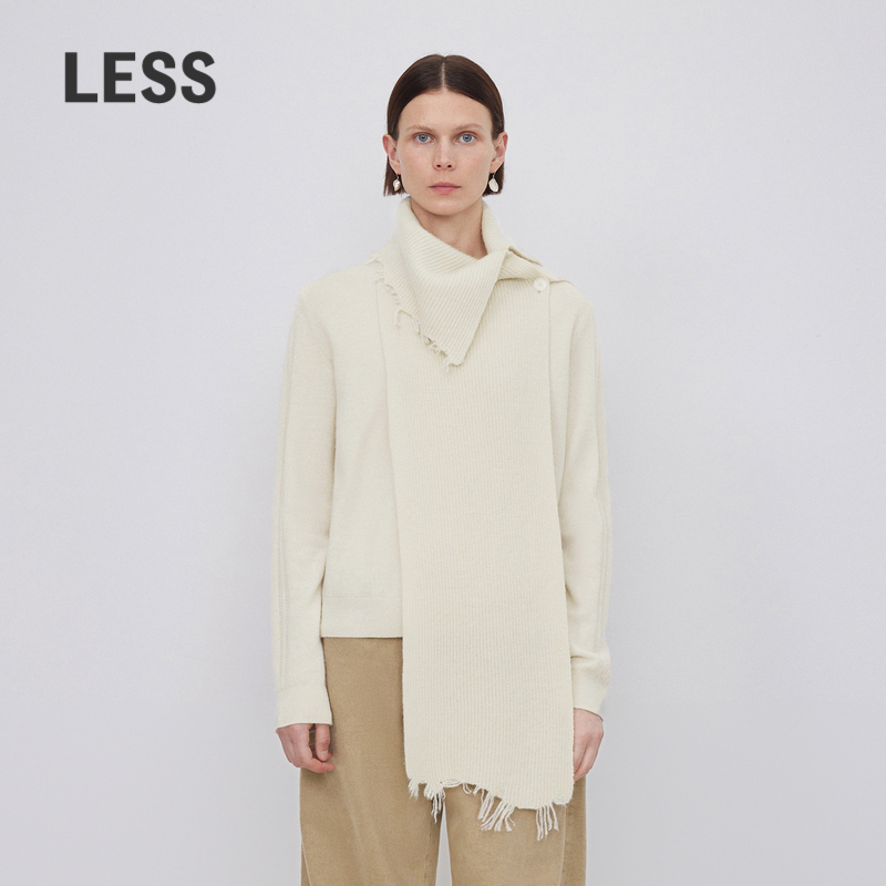 羊绒混纺软糯厚实，表面条纹肌理，保暖性好