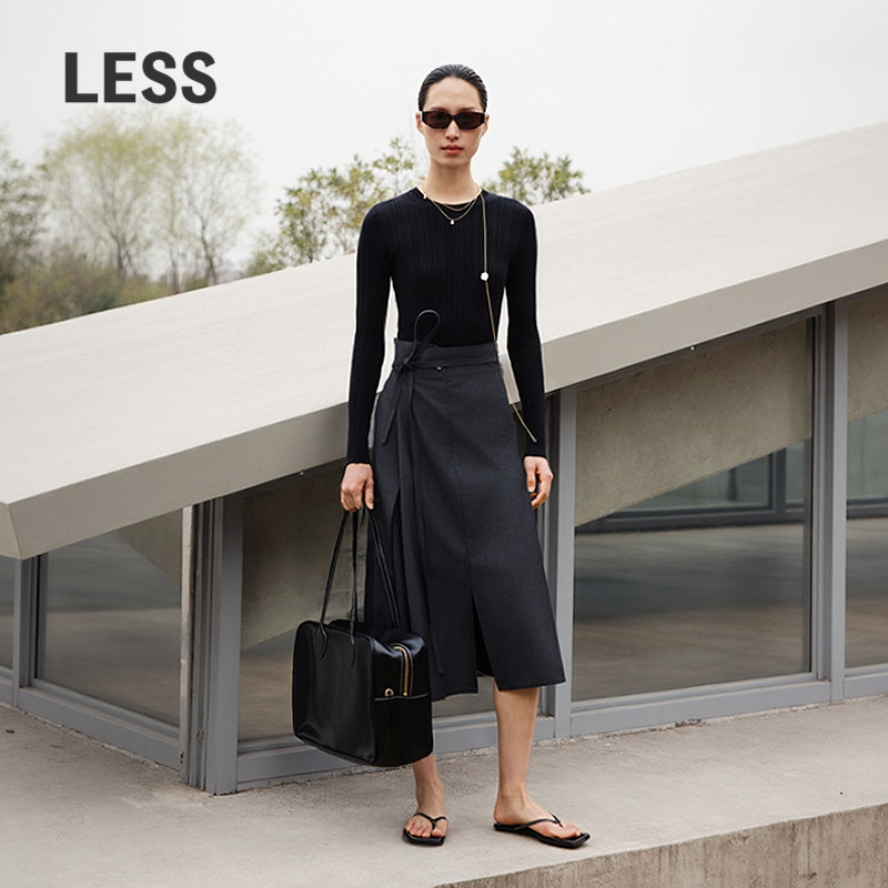 LESS新款绵羊毛修身A版连衣裙子