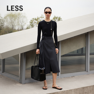 连衣裙2P1G10350 气质长袖 LESS春假两件针织上衣长裙时尚 简约修身