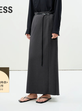 LESS春通勤职场利落腰裙绵羊毛优雅气场直筒高腰半裙2P2D20960