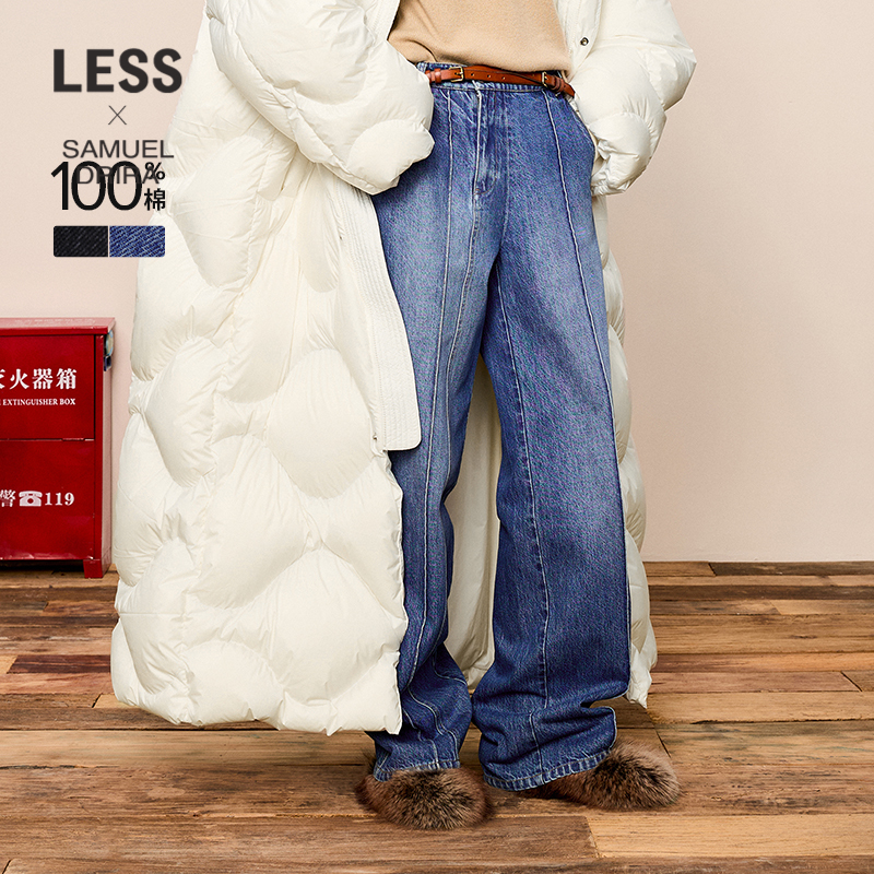 【SAMUEL系列】LESS不对称门襟设计感棉质直筒牛仔裤女2O0E12170