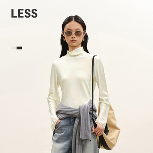 【商场同款】LESS2026春新款优雅修身桑蚕丝半高领衬衫2Q1215680