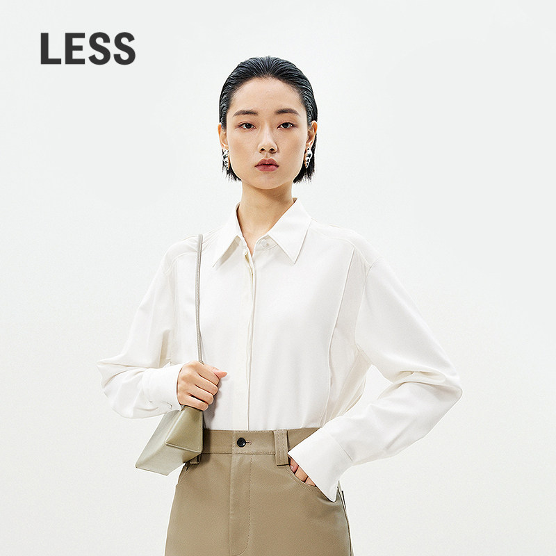 LESS宽松长袖绵羊毛白色衬衫图片