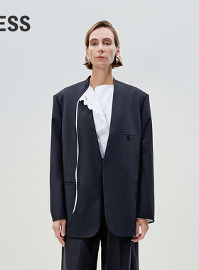 【迅系列】LESS高智感西装通勤职场无领绵羊毛廓形外套2P4711180