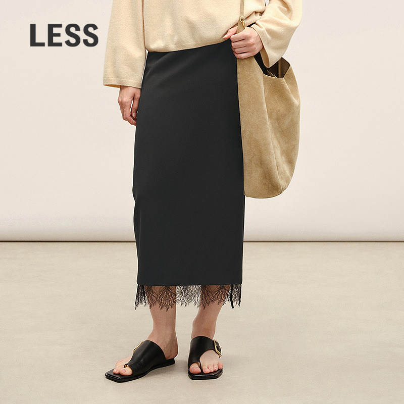 LESS蕾丝拼接长款半身裙