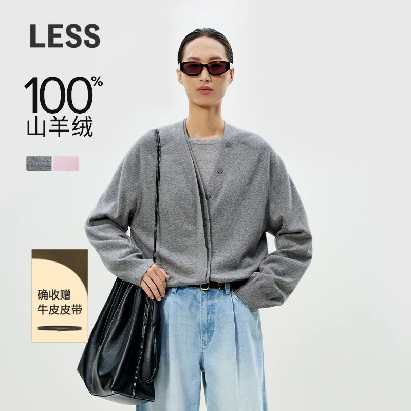 LESS气质V领山羊绒针织开衫图片