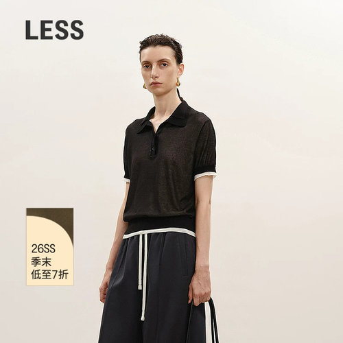 LESS短袖薄款Polo领针织衫