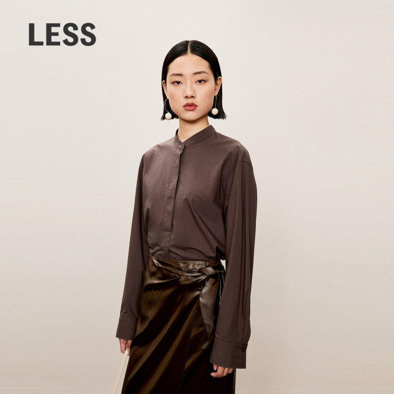 LESS春秋复古小立领衬衣女利落干练休闲简约立领衬衫2O8210260图片