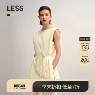 一字领无袖 LESS2025年秋新款 假两件连衣裙2P7G18410 商场同款