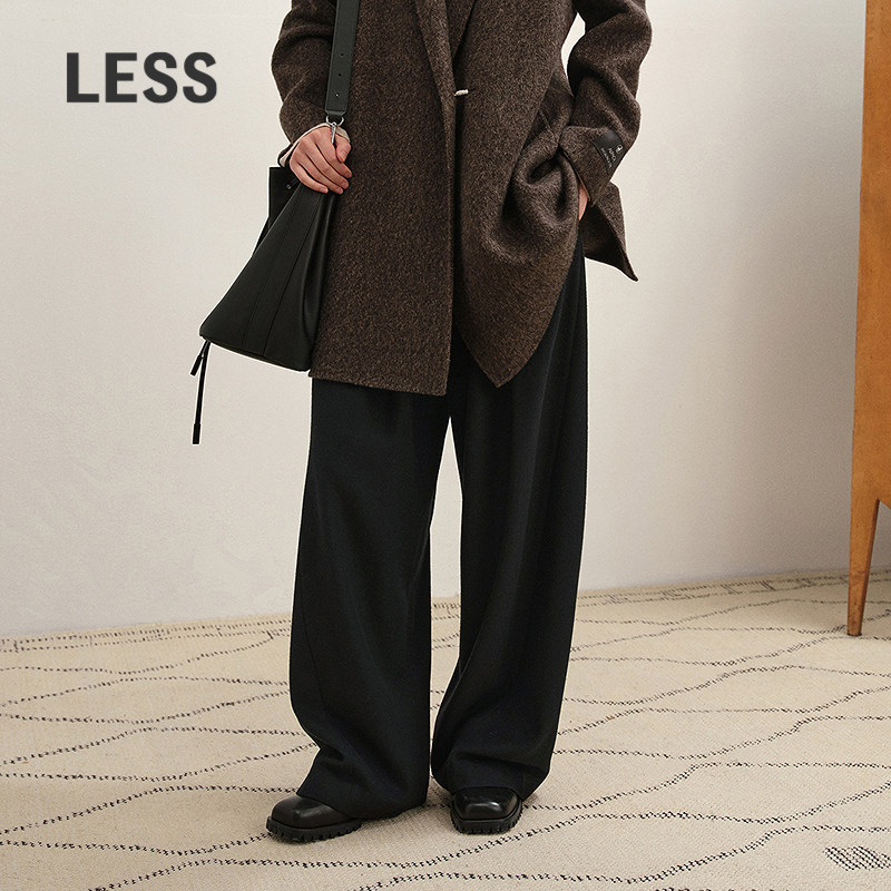 LESS含山羊绒阔腿毛呢裤