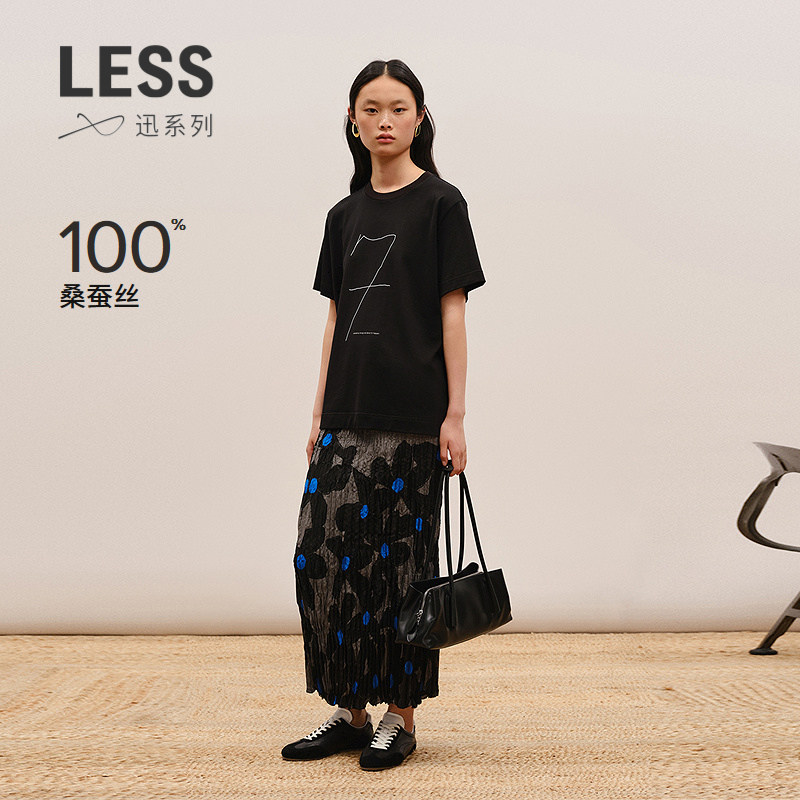 【商场同款/XUN系列】LESS2026夏新款桑蚕丝印花半身裙2