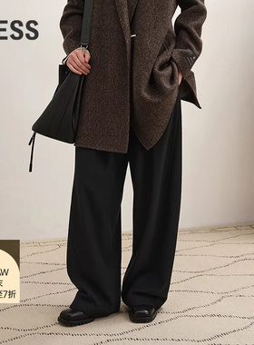 【商场同款】LESS2025年冬新款含山羊绒通勤阔腿毛呢裤2P0E16230