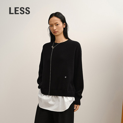 LESS拼接假两件套头针织衫