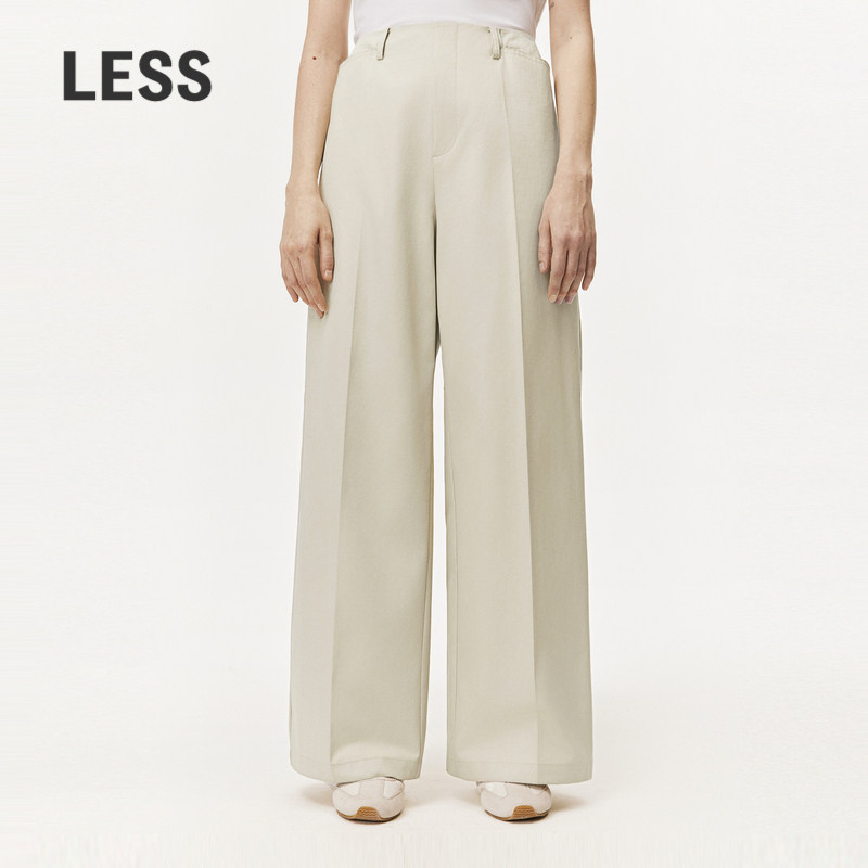 LESS春棉质阔腿裤垂感舒适宽松堆叠感松弛慵懒休闲长裤2O2E1