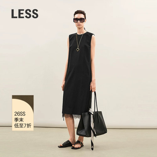 LESS夏圆领无袖连衣裙