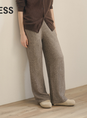【0压系列】LESS阔腿针织裤女松紧腰直筒休闲裤含牦牛绒2O0E13270
