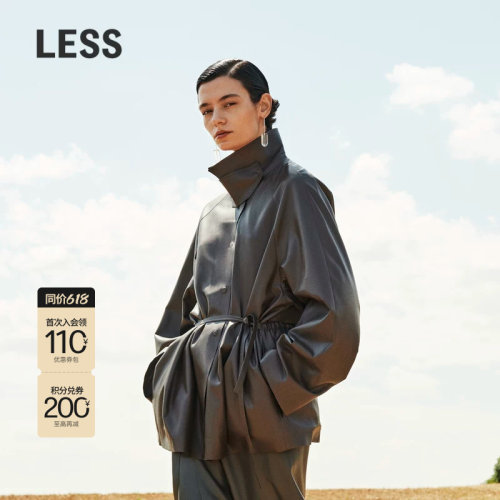 【精工系列】LESS冬季后背抽褶上衣女层次感仿皮衣外套2O0A11040