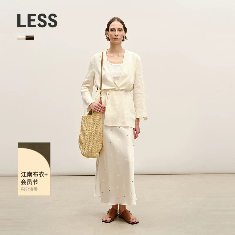 【商场同款】LESS2026夏新款桑蚕真丝波点A字长款半身裙2Q4D14990