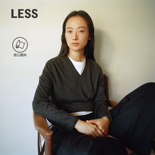 LESS进口V领纯色羊绒衫