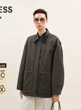 LESS冬休闲巴恩风工装复古翻领白鸭绒羽绒服2PBC1519H
