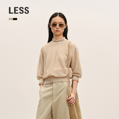 LESS圆领七分袖套头针织衫