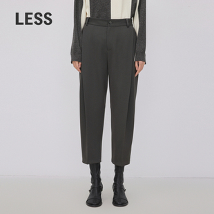 LESS秋冬简约纯色绵羊毛休闲裤 女2N0E13290 通勤锥形九分裤
