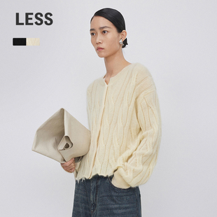 2N9310820 针织衫 LESS春秋马海毛开衫 女休闲简约圆领短款