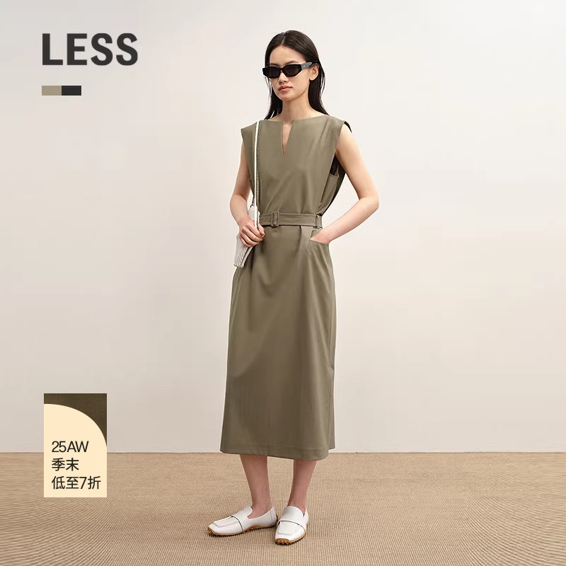 【商场同款】LESS2025年秋新款休闲通勤工装无袖连衣裙2P8