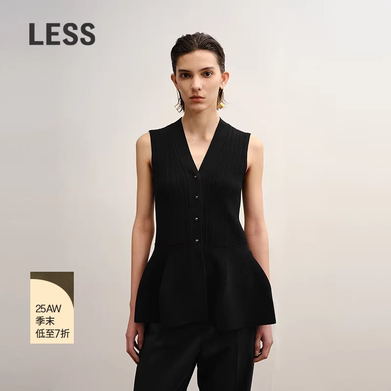 【商场同款】LESS2025年秋新款修身V领气质针织背心开衫2P