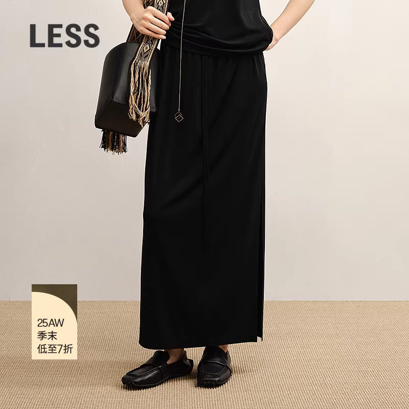 【商场同款】LESS2025年秋新款休闲通勤抽绳直筒半身裙2P7