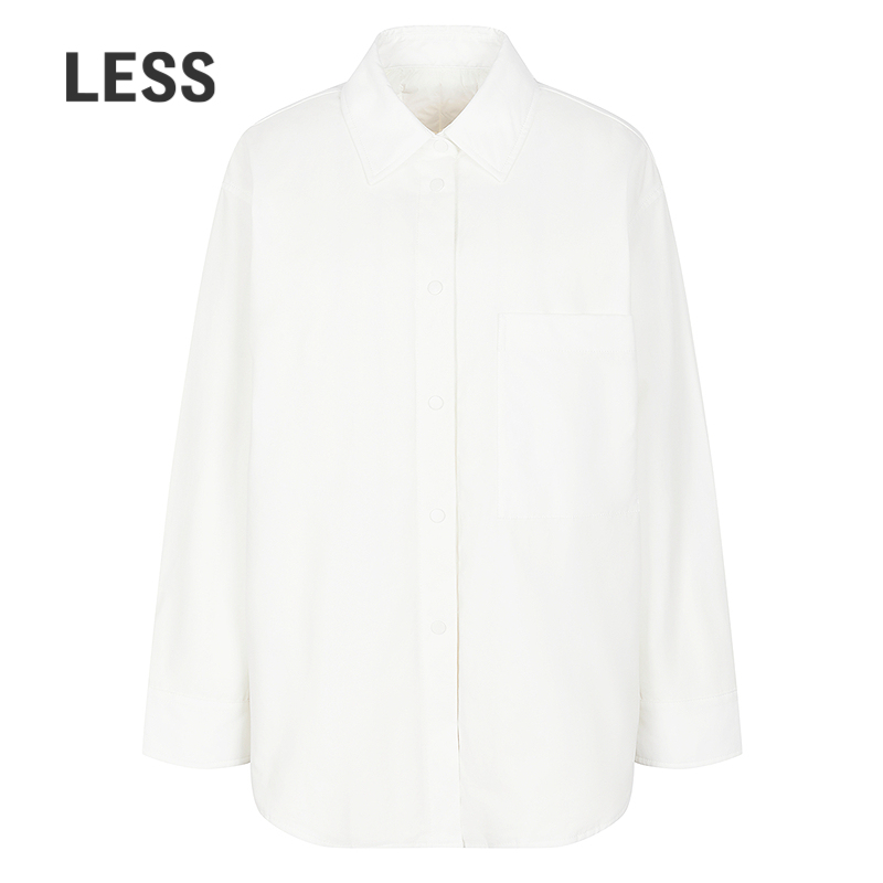 LESS纯色衬衫领短款羽绒服