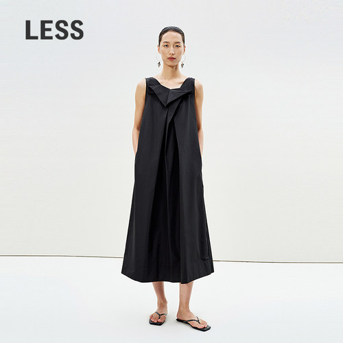 LESS不规则褶A型无袖连衣裙