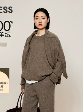 【0压系列】LESS冬经典箱型圆领针织衫女长袖套头羊绒衫2OA312060
