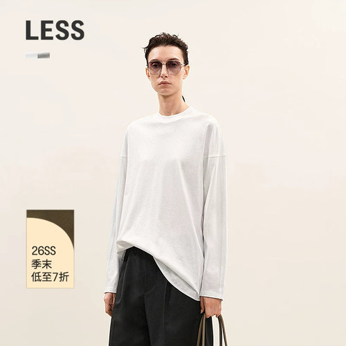 LESS棉麻纯色休闲长袖T恤