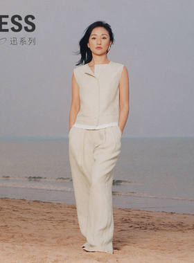 【迅系列】LESS环保亚麻短款马甲女通勤都市风西装马甲2P5511270