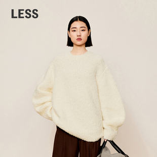 毛衣2OA312780 女休闲纯色圆领宽松套头厚款 LESS冬季 圈圈纱针织衫
