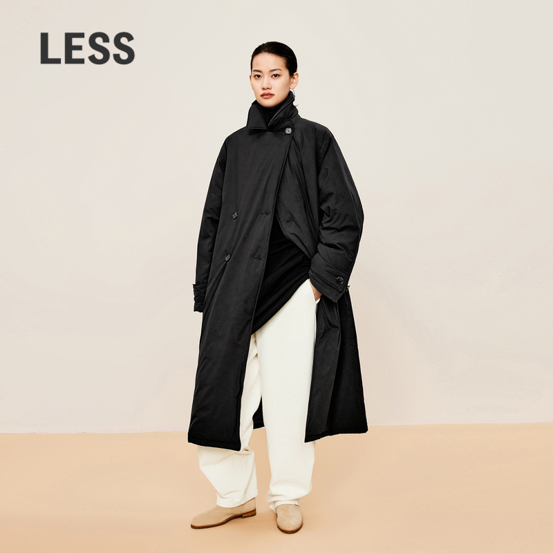 LESS冬干练气场风衣式羽绒衣女西装领宽松长款羽绒服2O0C10690