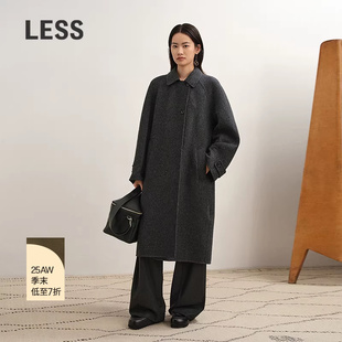 【商场同款】LESS2025年冬新款复古翻领长款双面呢大衣2P0814880