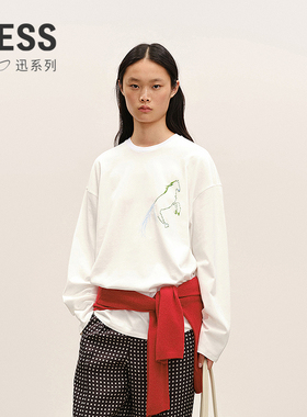 【商场同款/XUN系列】LESS2026春新马年全棉宽松长袖T恤2Q2113060