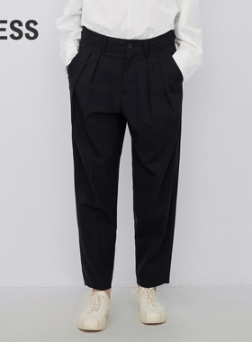 LESS春秋裤子女简约休闲宽松锥形暗条纹西装裤2N8E10250