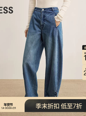 【商场同款】LESS2025年冬新款全棉香蕉裤女复古牛仔裤2P0E15570