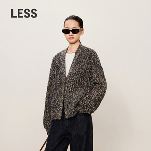 LESS绵羊毛v领针织开衫 上衣2O9313890 女设计感古典复古厚款